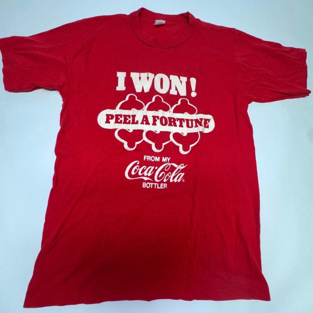 Vintage Coca-Cola T-Shirt "I WON" Peel A Fortune Cracked Graphics
